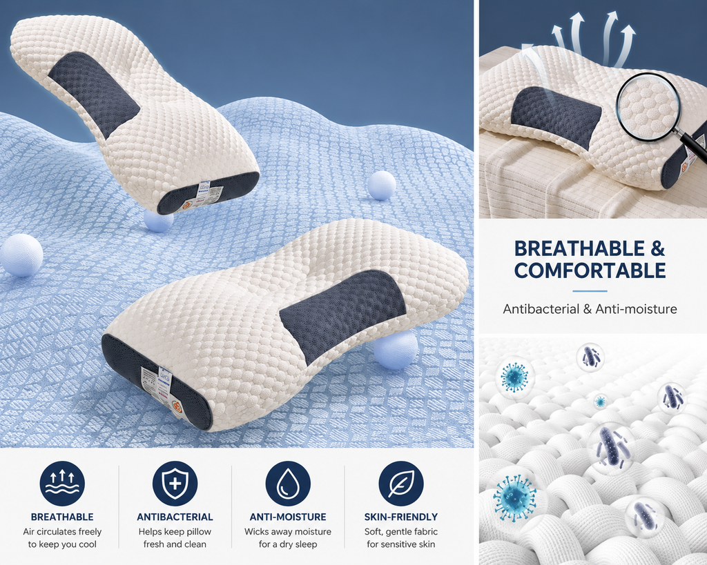 Knitted Cotton Bed Pillow — Non-Collapse Spa Soft Sleeping Pillow