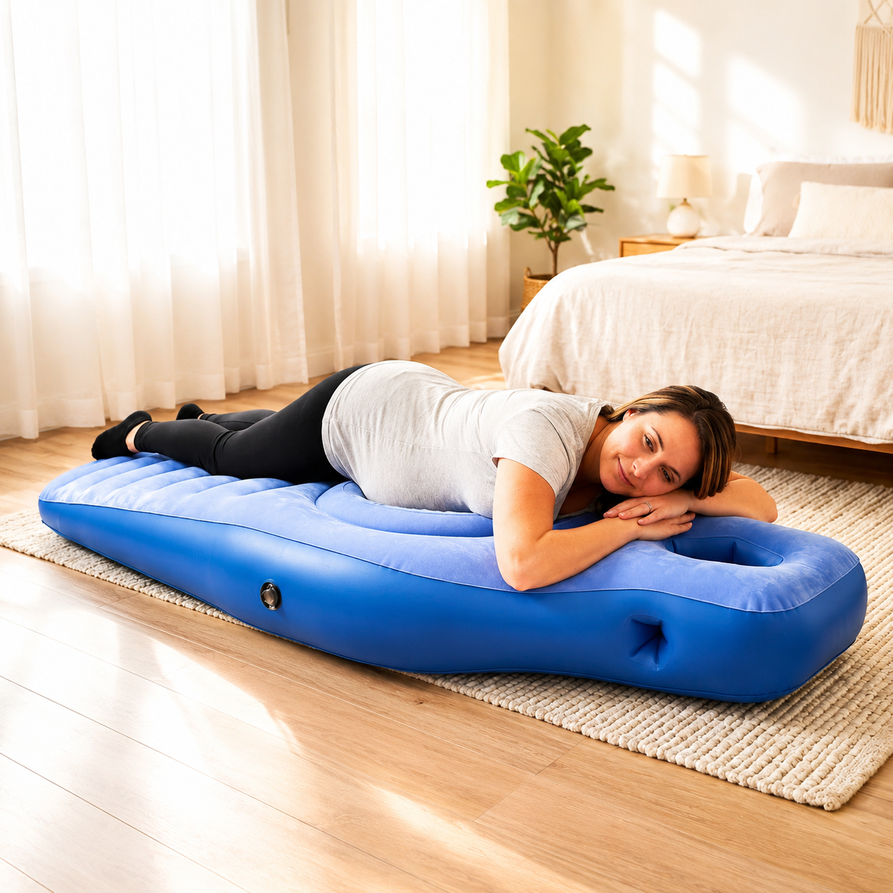 Pregnancy Massage Pad — Inflatable Maternity Lying Mat with Belly Hole