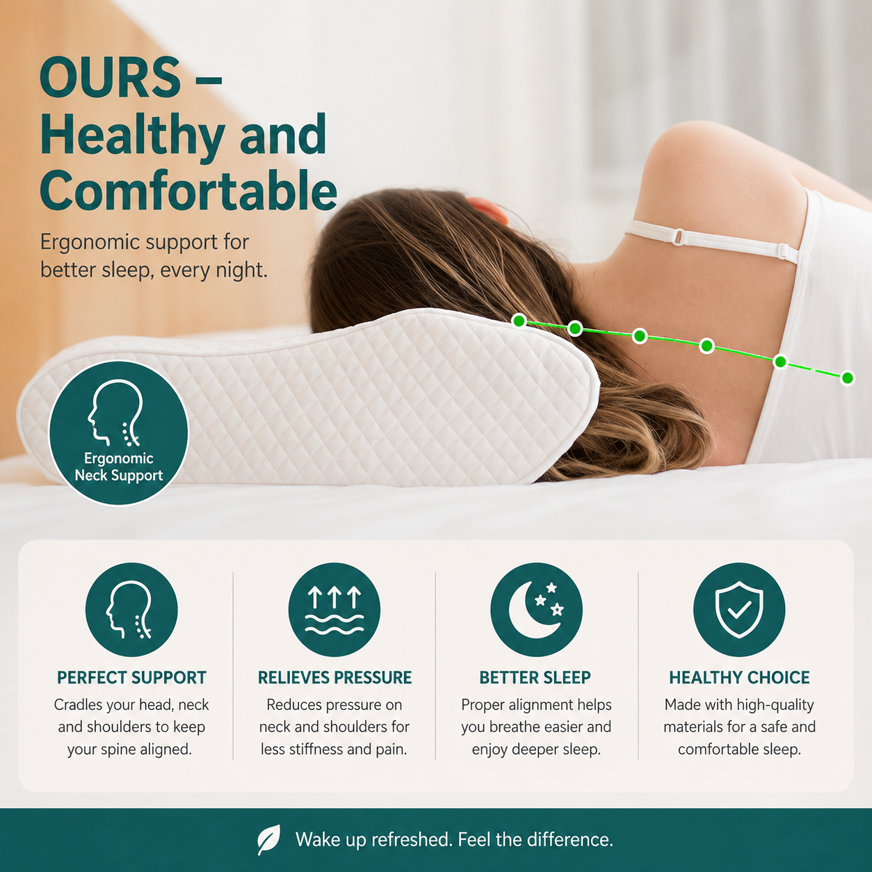 Butterfly Pillow for Side Sleepers — Cervical Memory Foam Neck Pillow