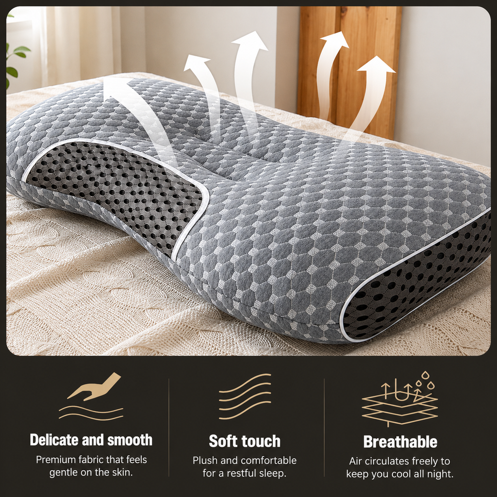 Knitted Cotton Bed Pillow — Non-Collapse Spa Soft Sleeping Pillow