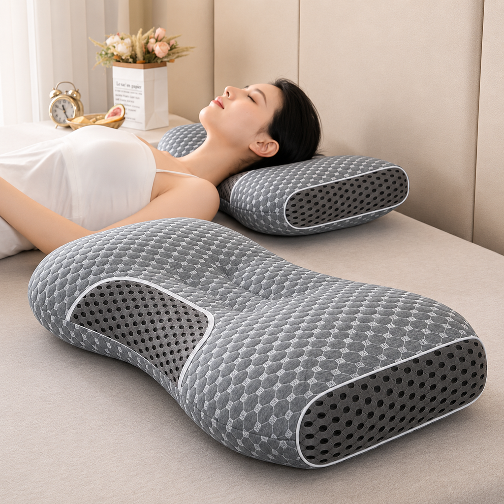 Knitted Cotton Bed Pillow — Non-Collapse Spa Soft Sleeping Pillow
