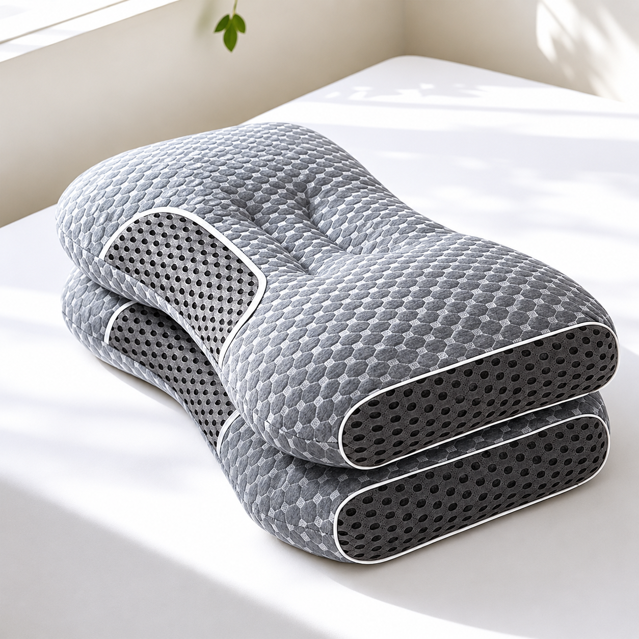 Knitted Cotton Bed Pillow — Non-Collapse Spa Soft Sleeping Pillow