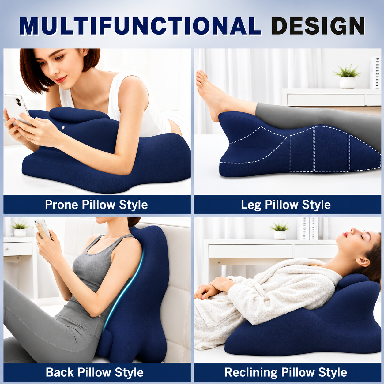 Leg Elevation Pillow — Memory Foam Knee Wedge for Sleeping
